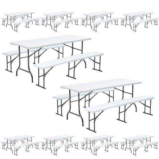 Lot de 10 tables + 20 bancs pliants 180 cm en PEHD blanc | Mobeventpro