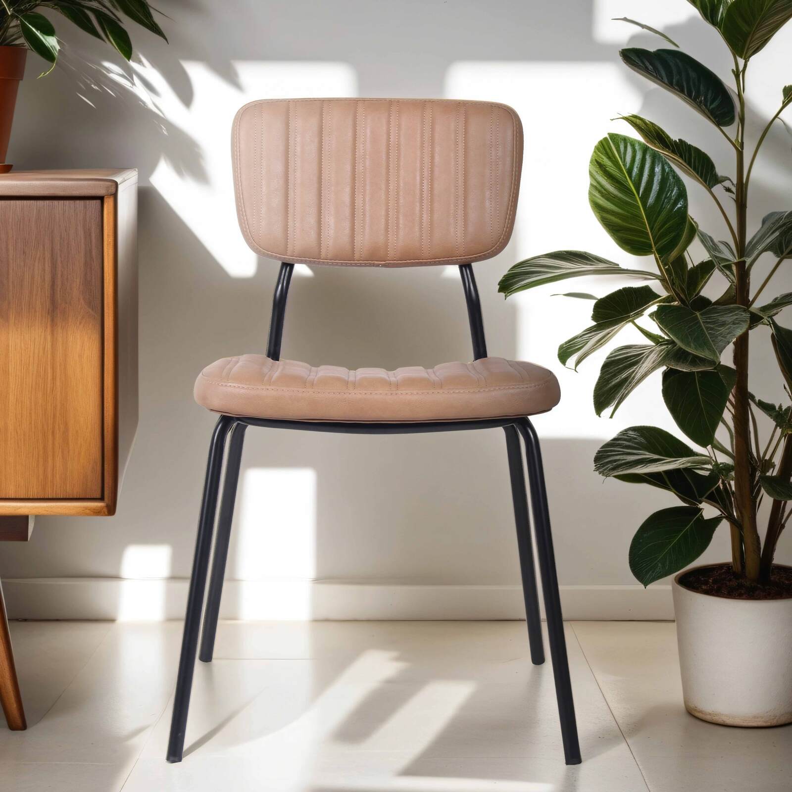 Lot de 2 chaises en textile enduit et bois FSC® Lot de 2 chaises en textile enduit et bois FSC®