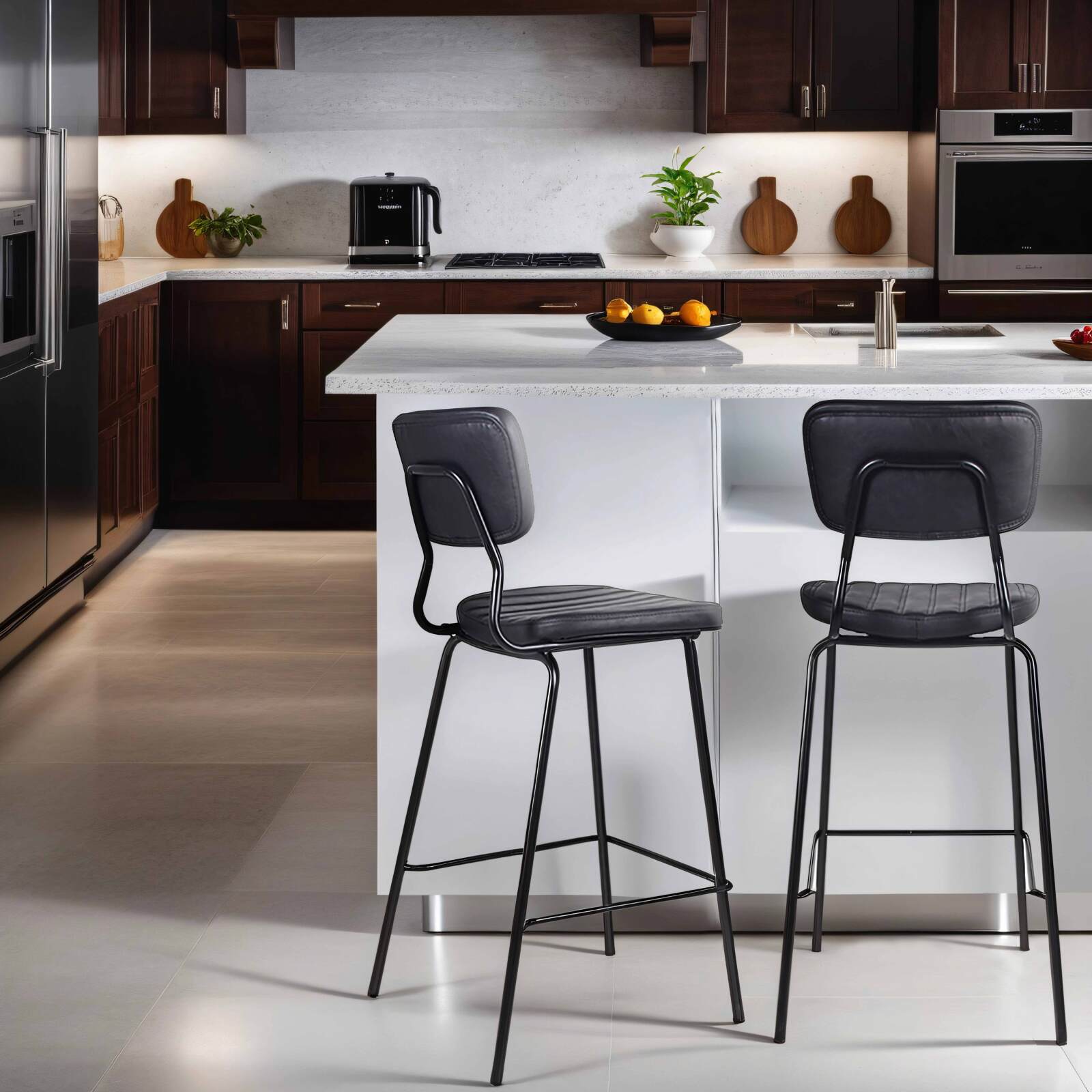 Lot de 2 chaises hautes en textile enduit et bois FSC®