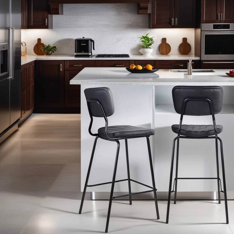 Lot de 2 chaises hautes en textile enduit et bois FSC®