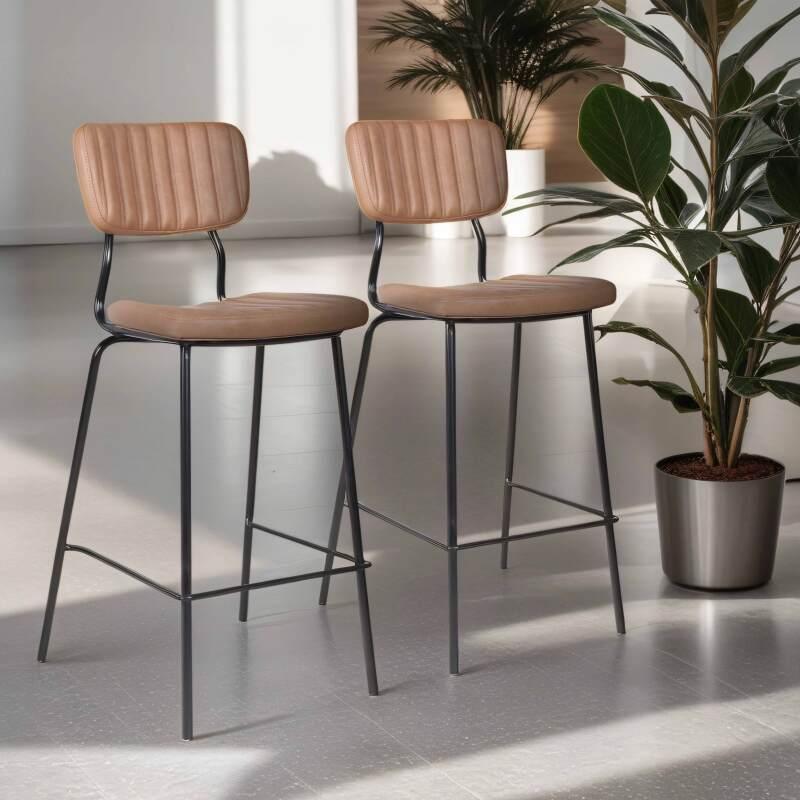 Lot de 2 chaises hautes en textile enduit et bois FSC®