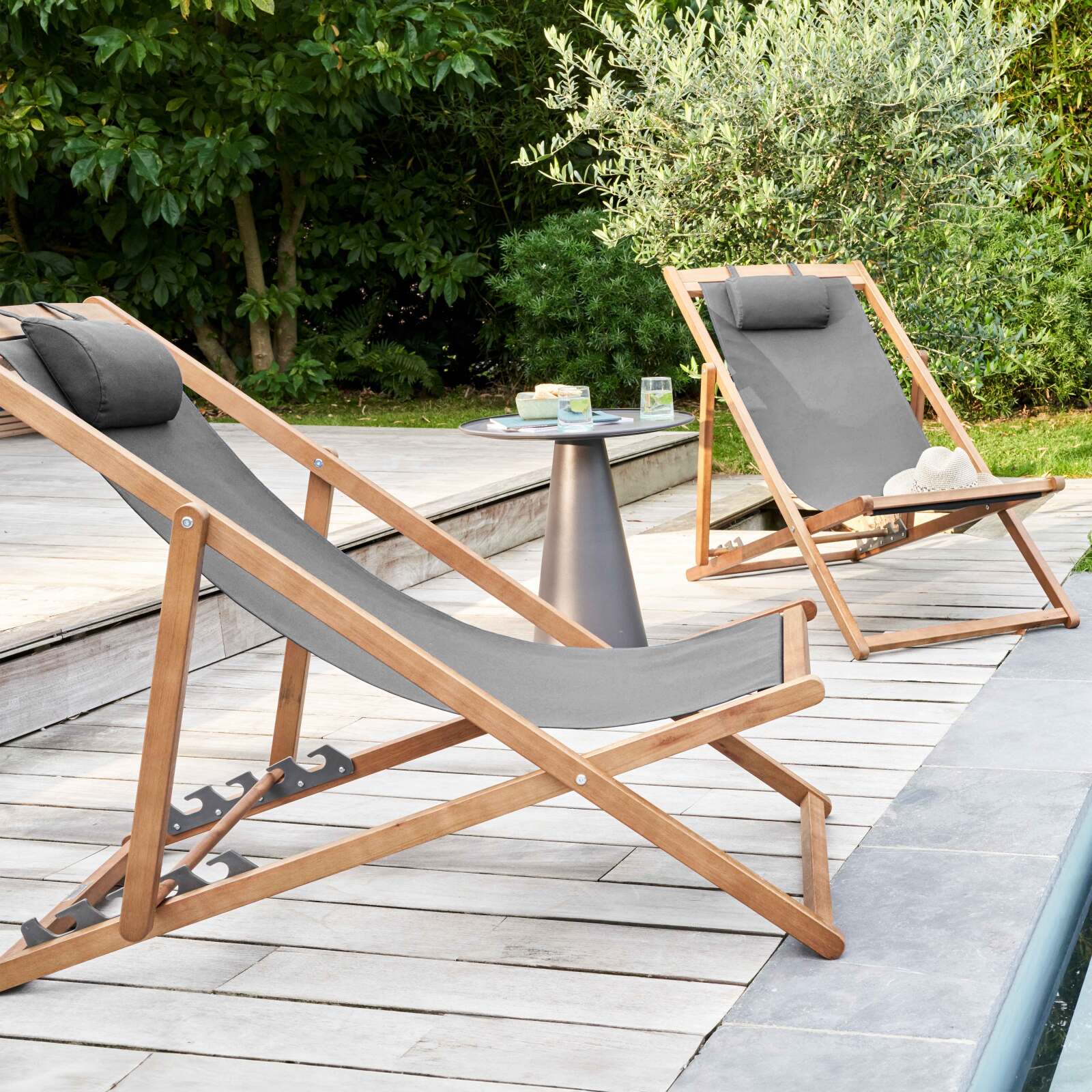 Lot de 2 chiliennes en eucalyptus FSC® inclinables