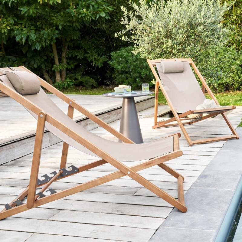 Lot de 2 chiliennes en eucalyptus FSC® inclinables