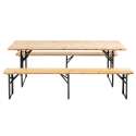 Table et 2 bancs pliants bois 10 places 220 cm