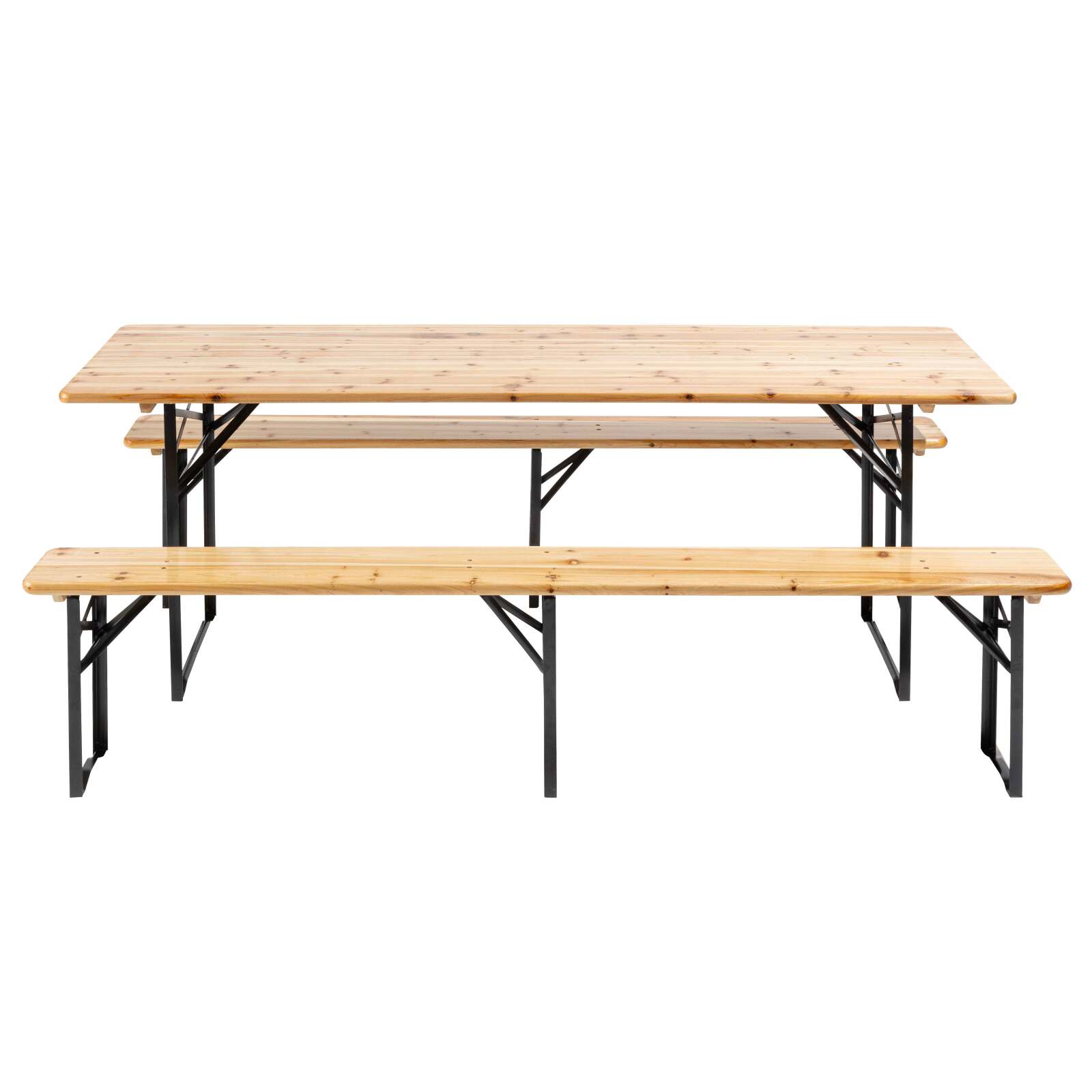 Table et 2 bancs pliants bois 10 places 220 cm