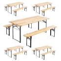 5 Tables pliantes 180x80x76cm + 10 bancs pliants bois