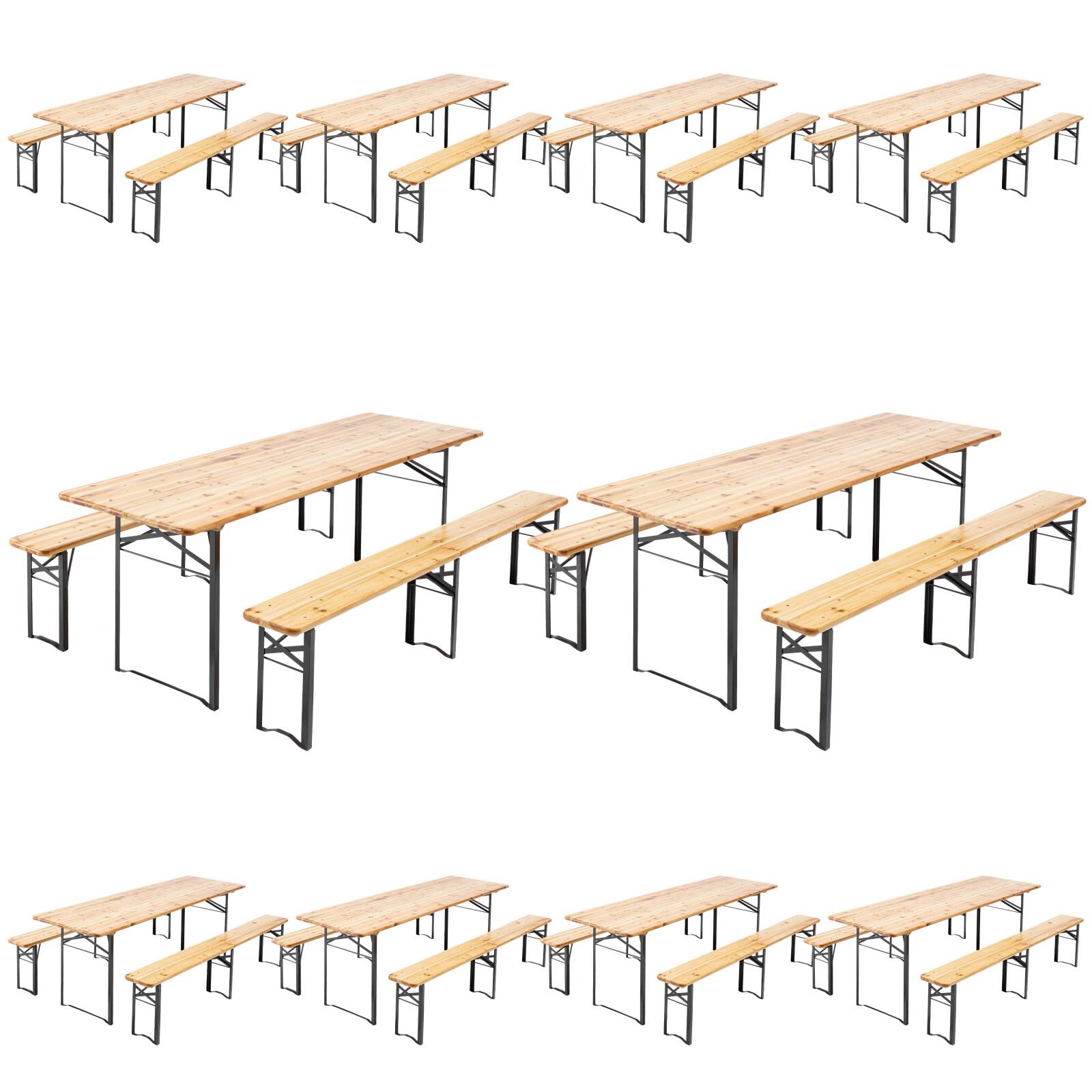 Set brasserie tables et bancs 220 cm - lot de 10