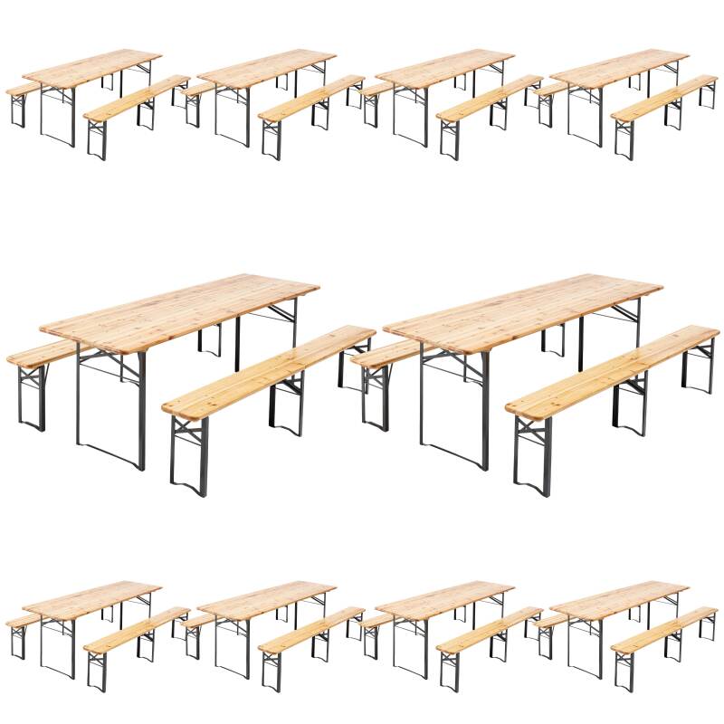 Set brasserie tables et bancs 220 cm - lot de 10