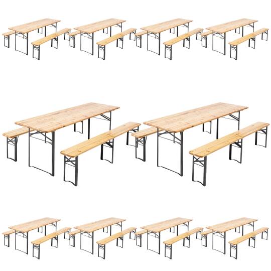 Set brasserie tables et bancs 220 cm - lot de 10