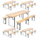 Table et bancs bois Brasserie 220 cm - Lot de 5