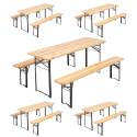 Ensemble Brasserie Table et bancs en bois 180cm - Lot de 5