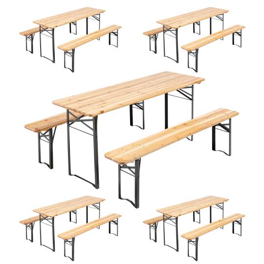 Ensemble Brasserie Table et bancs en bois 180cm - Lot de 5