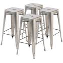 Lot de 4 tabourets en métal mat