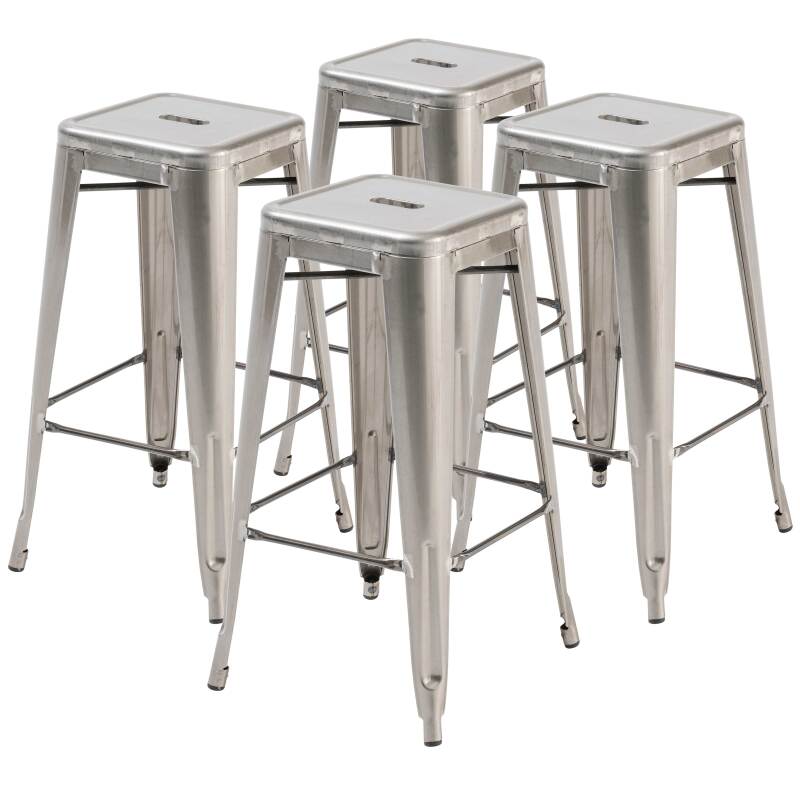 Lot de 4 tabourets en métal mat