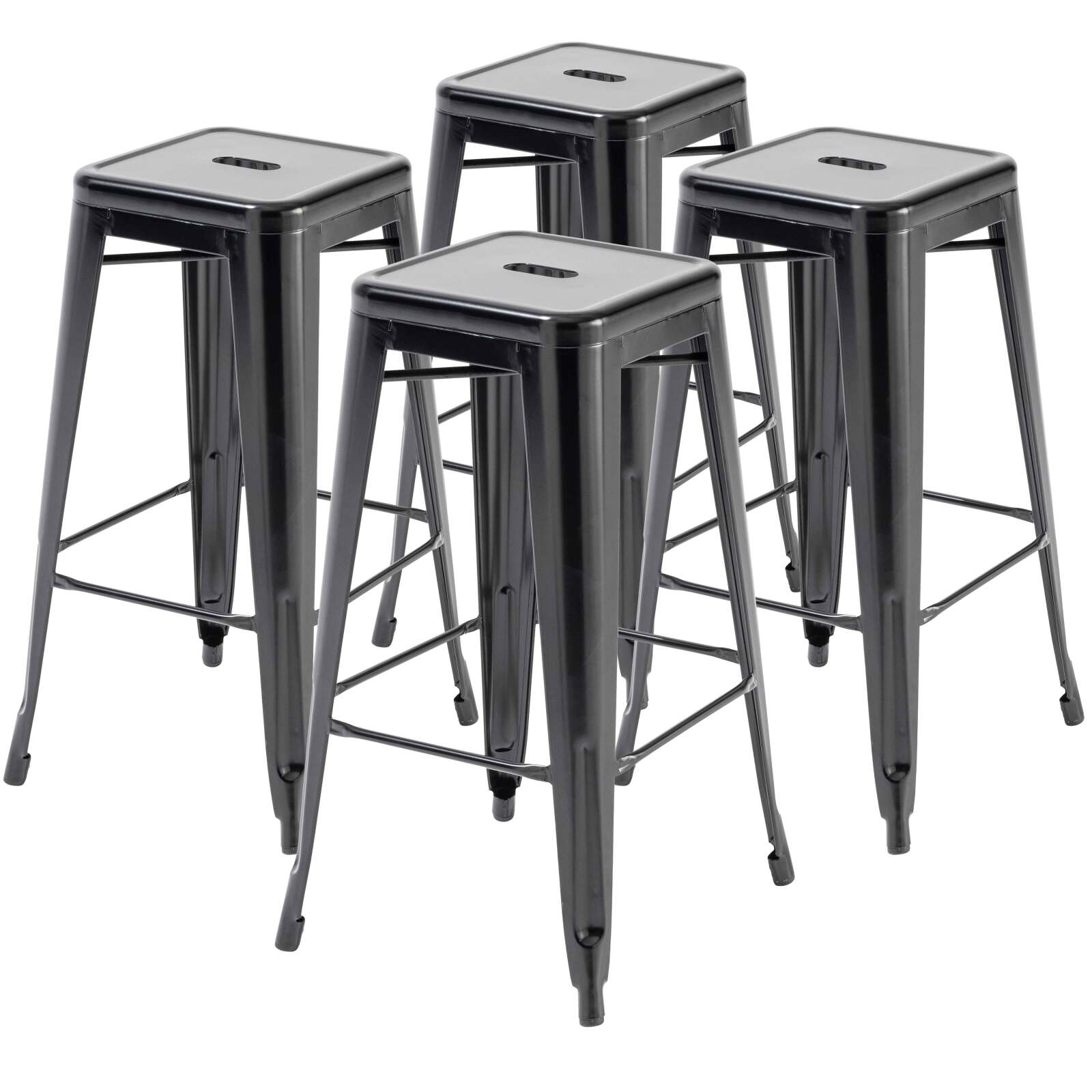 Lot de 4 tabourets en métal mat