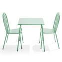 Ensemble table carrée 70 x 70 cm et 2 chaises en métal