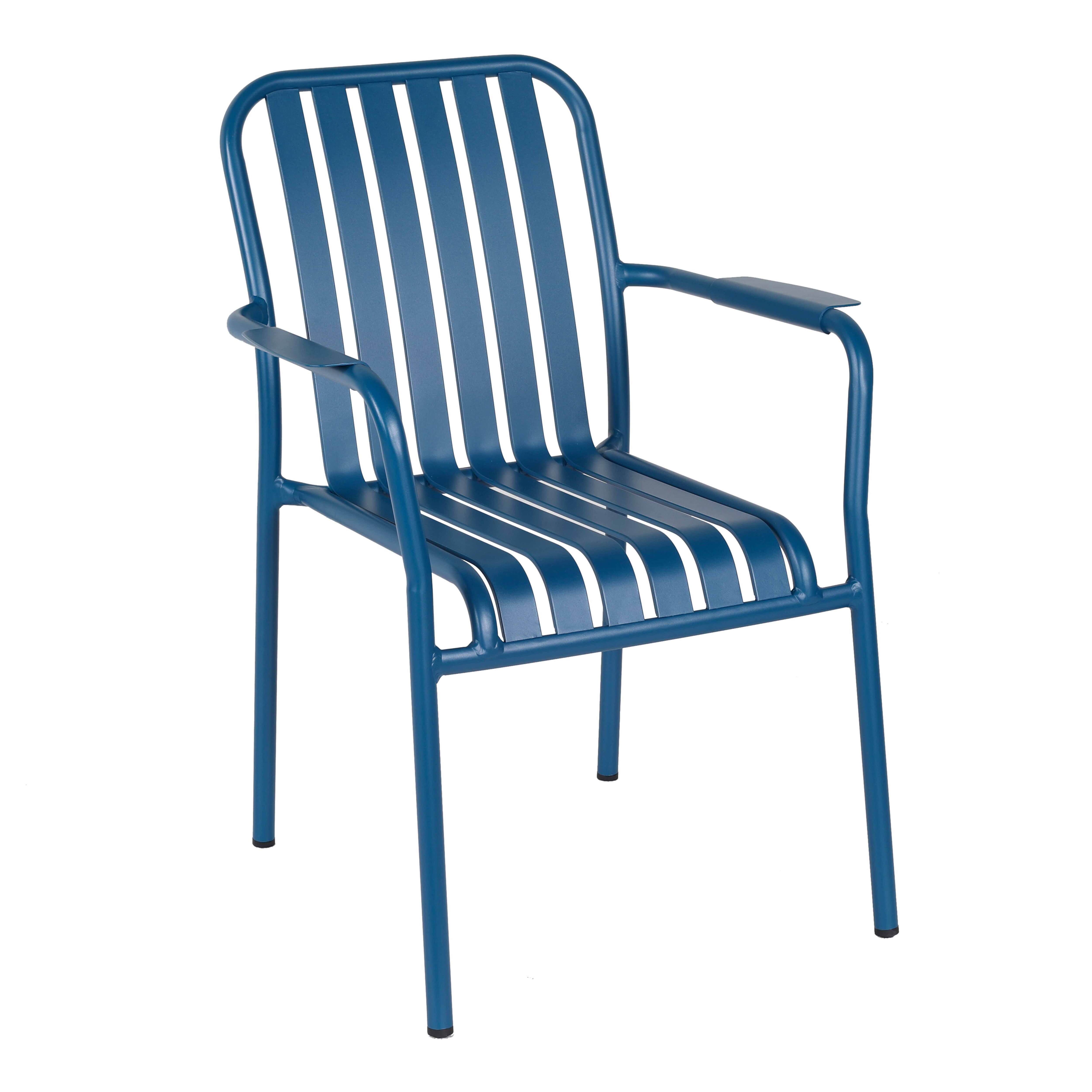 Chaise de terrasse de restaurant en aluminium avec accoudoirs