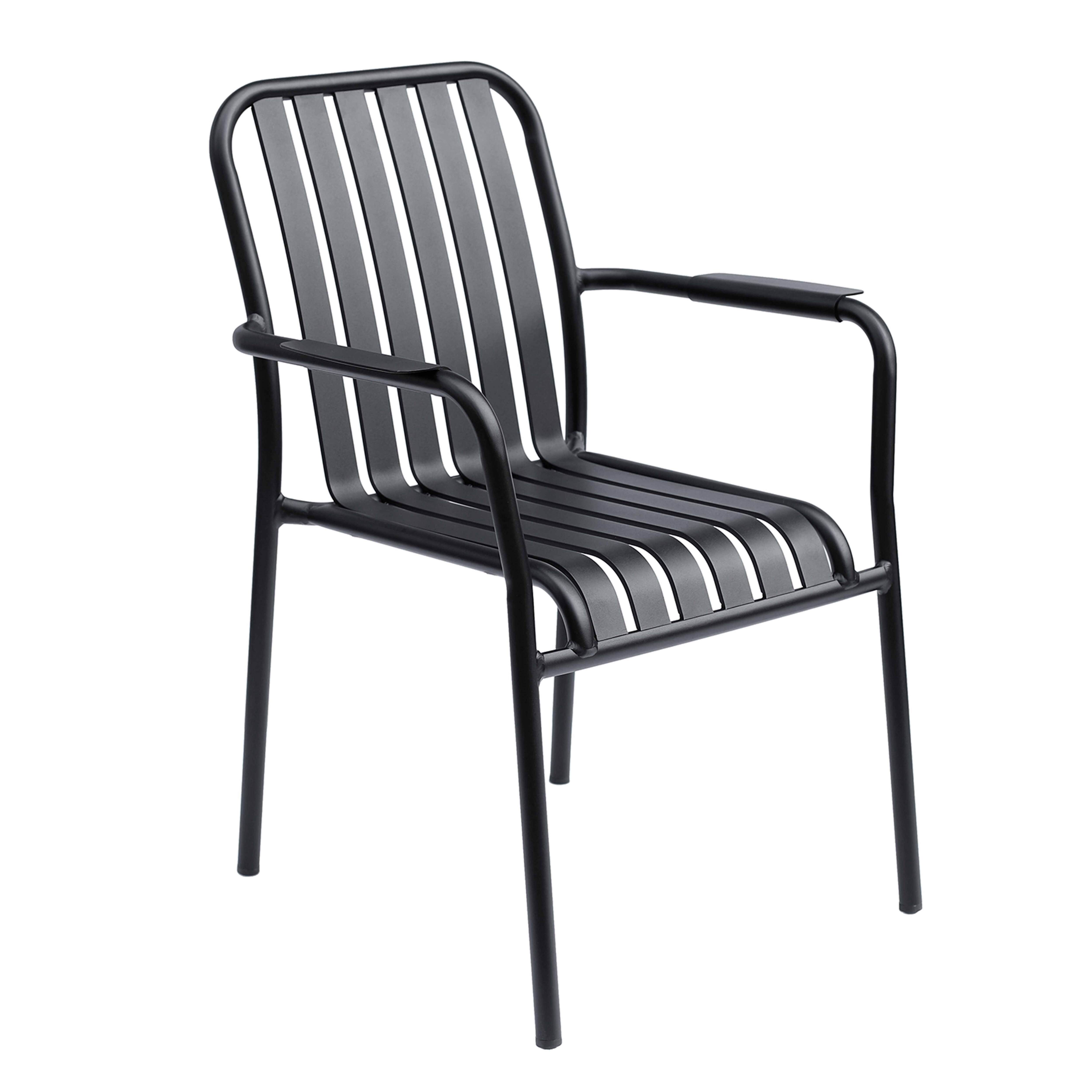 Chaise de terrasse de restaurant en aluminium avec accoudoirs
