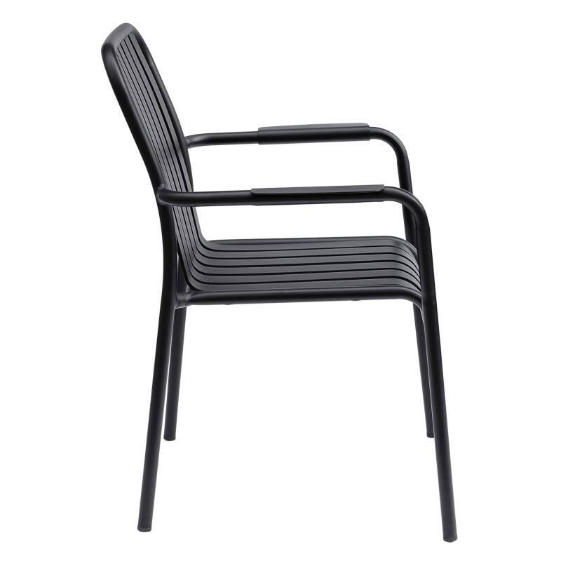 Chaise de terrasse avec accoudoirs en aluminium