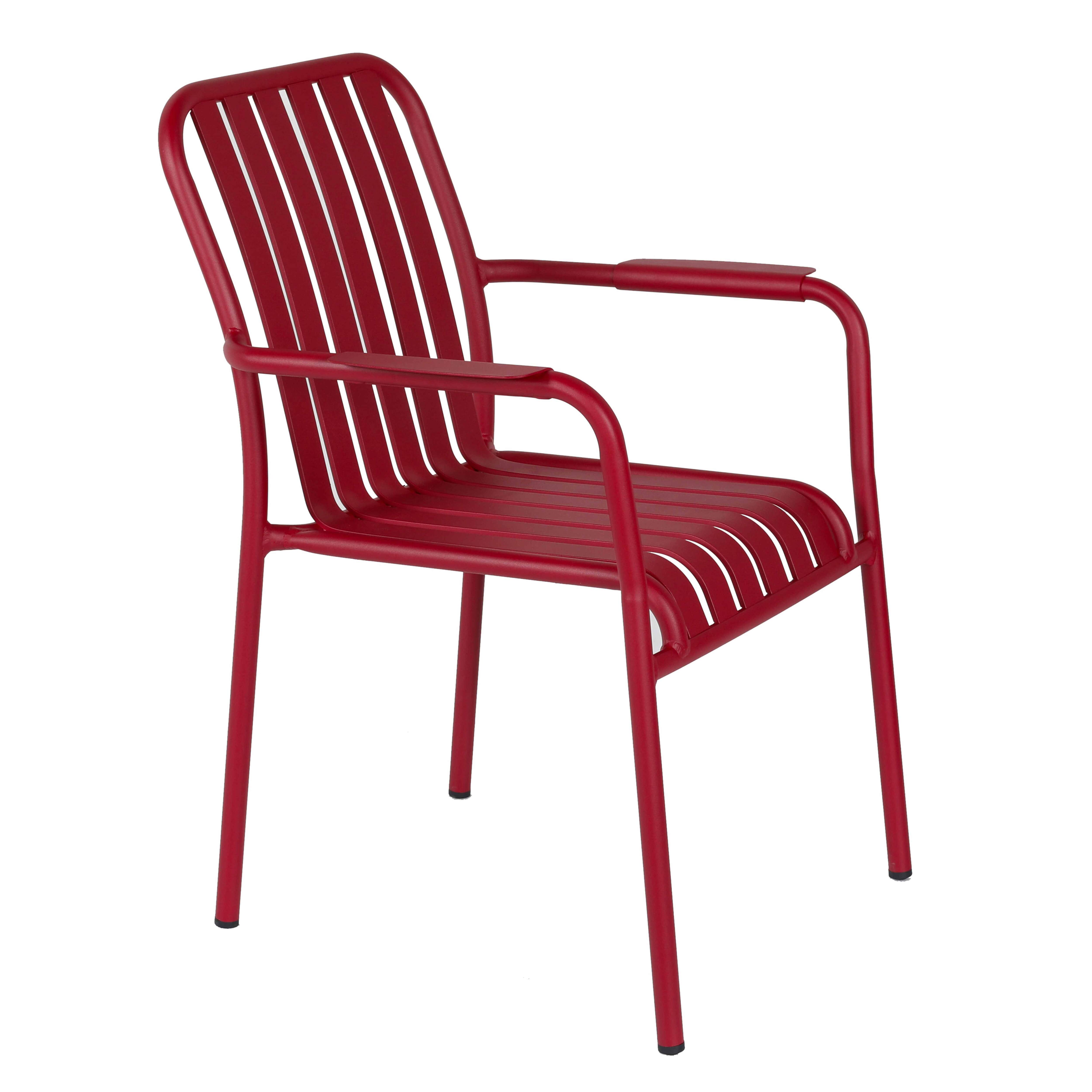 Chaise de terrasse de restaurant en aluminium avec accoudoirs
