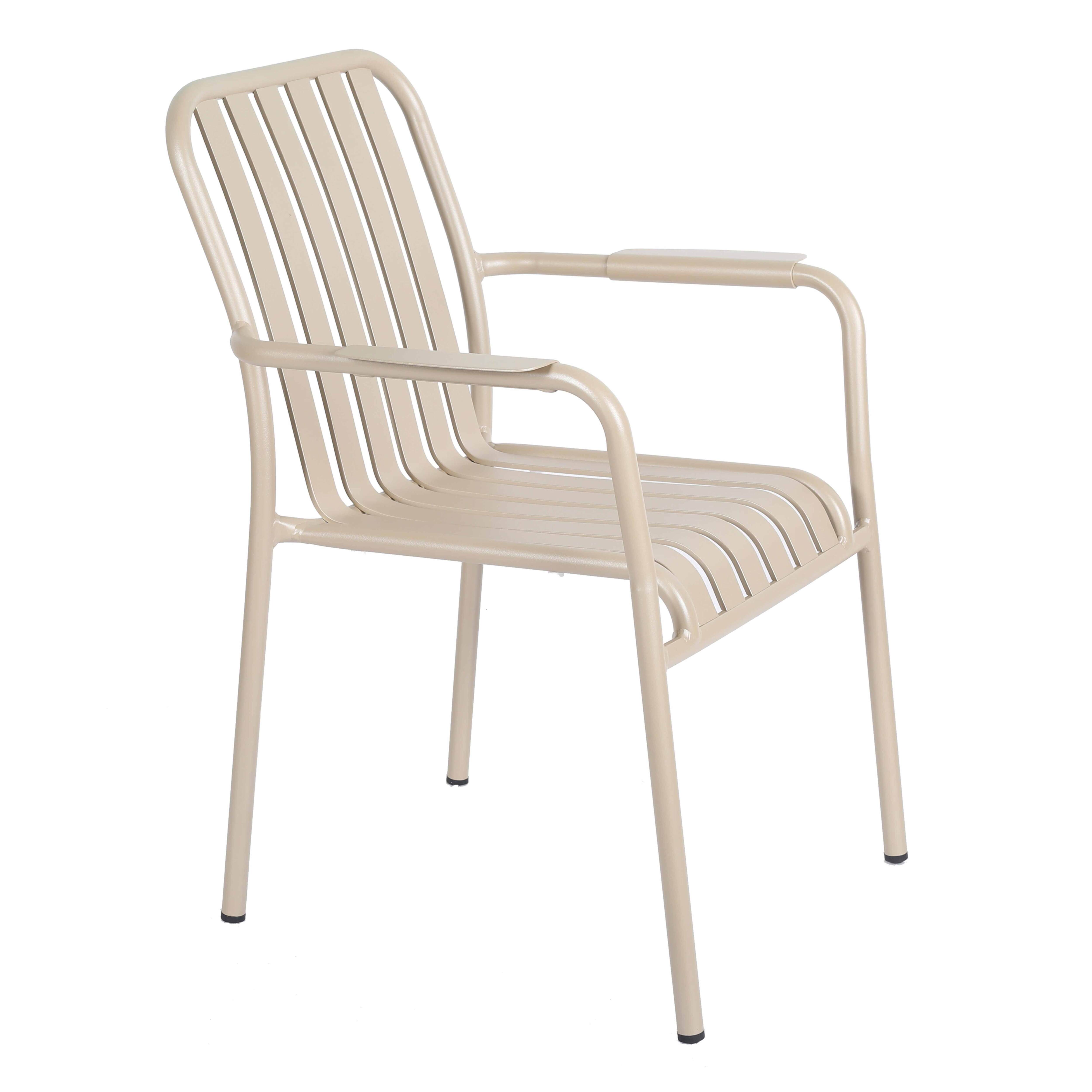 Chaise de terrasse de restaurant en aluminium avec accoudoirs