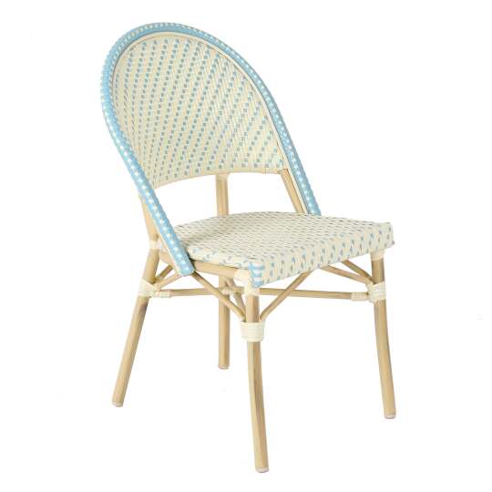 Chaise de bistrot parisien en aluminium et rotin synthétique