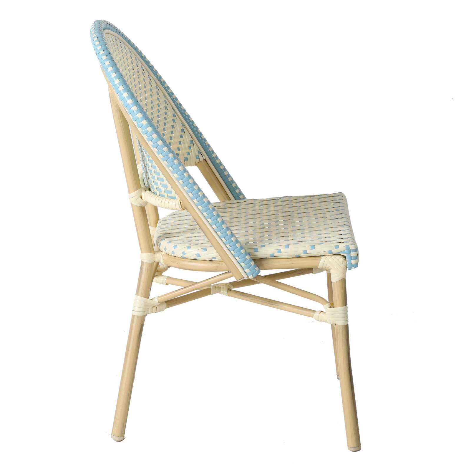 Chaise de bistrot parisien en aluminium et rotin synthétique