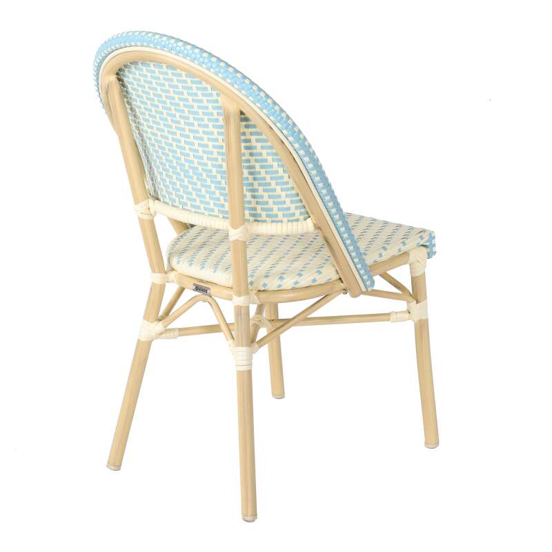 Chaise de bistrot parisien en aluminium et rotin synthétique
