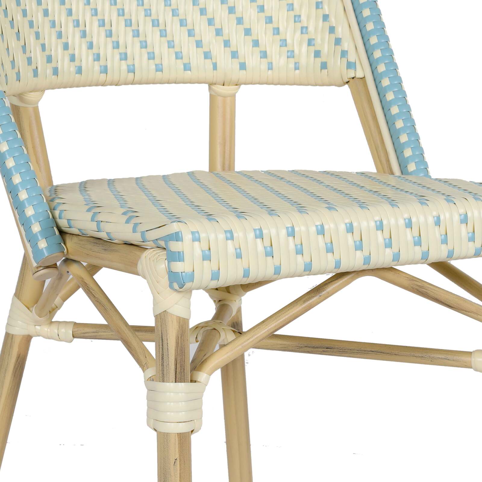 Chaise de bistrot parisien en aluminium et rotin synthétique