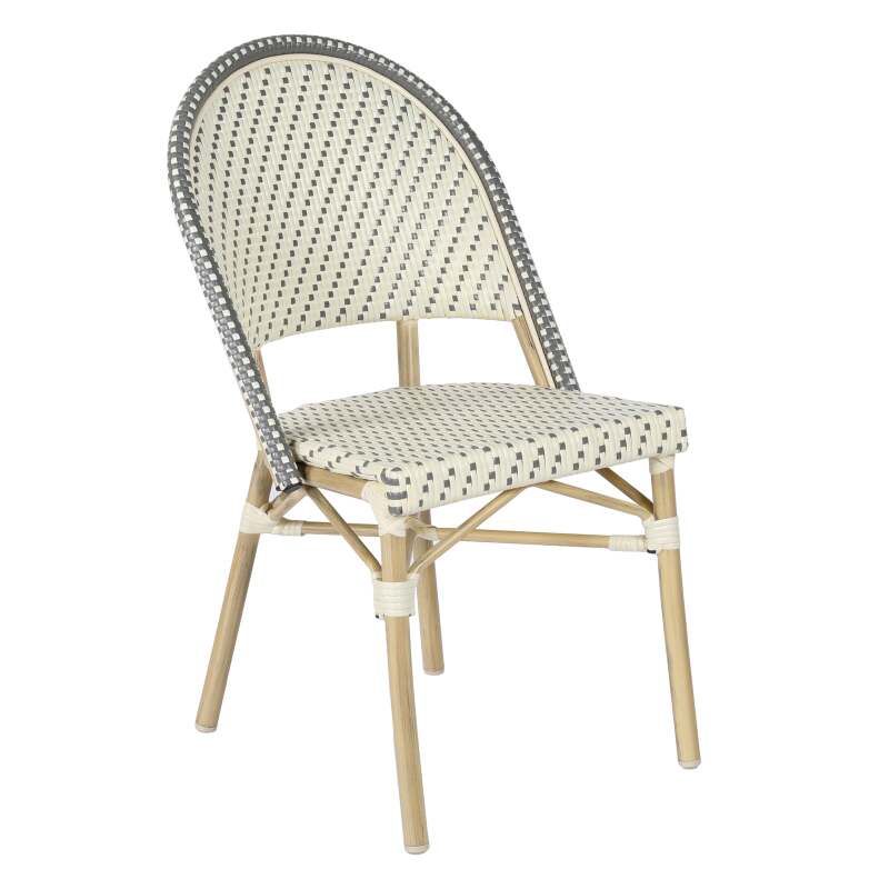 Chaise de bistrot parisien en aluminium et rotin synthétique