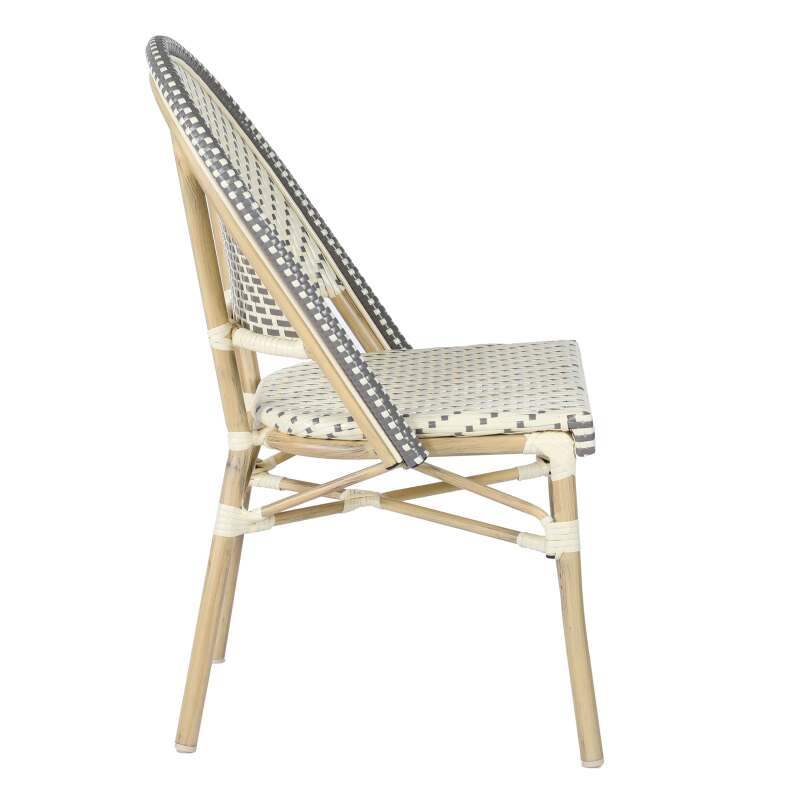 Chaise de bistrot parisien en aluminium et rotin synthétique