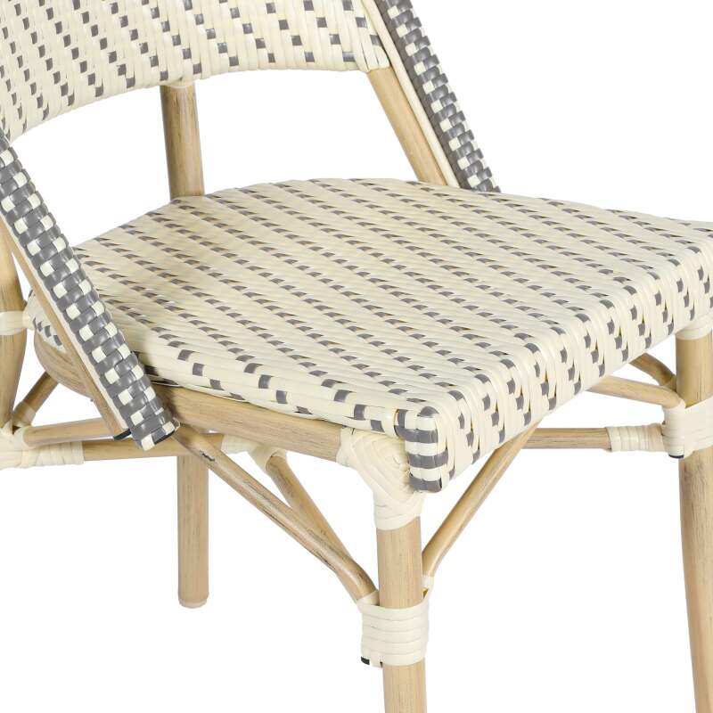 Chaise de bistrot parisien en aluminium et rotin synthétique