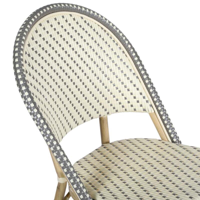 Chaise de bistrot parisien en aluminium et rotin synthétique