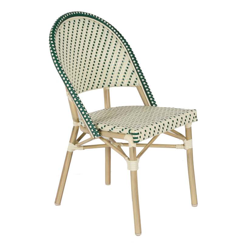 Chaise de bistrot parisien en aluminium et rotin synthétique