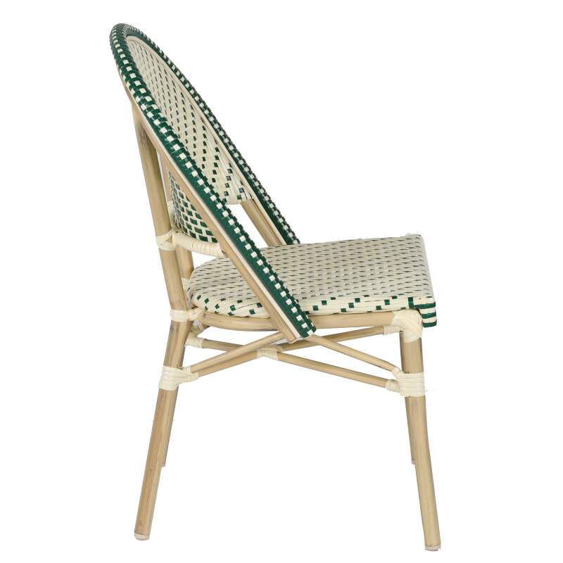 Chaise de bistrot parisien en aluminium et rotin synthétique