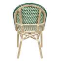 Chaise de bistrot parisien en aluminium et rotin synthétique