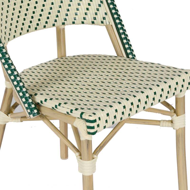 Chaise de bistrot parisien en aluminium et rotin synthétique