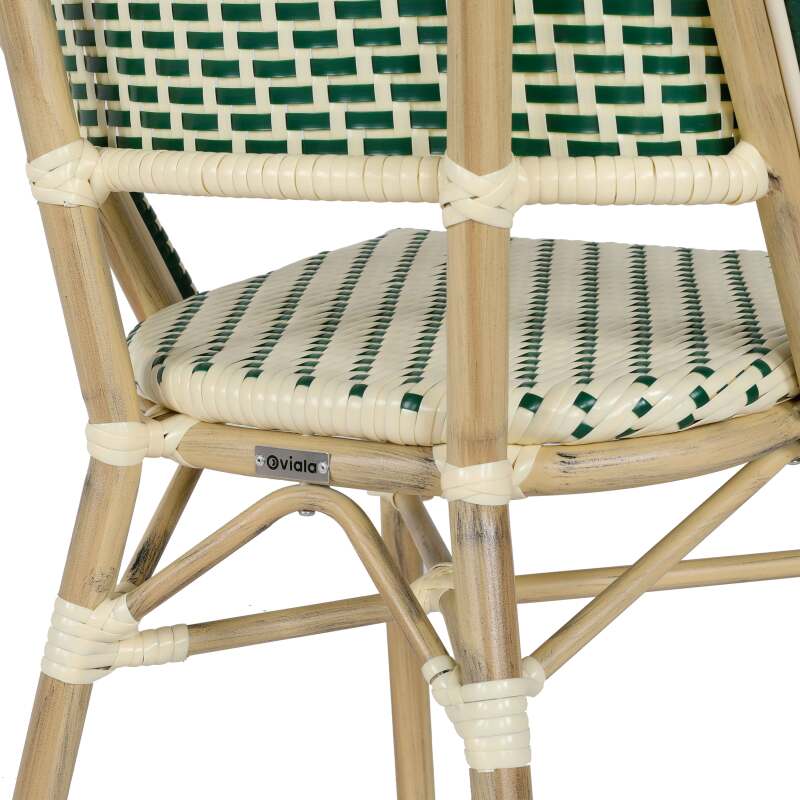 Chaise de bistrot parisien en aluminium et rotin synthétique