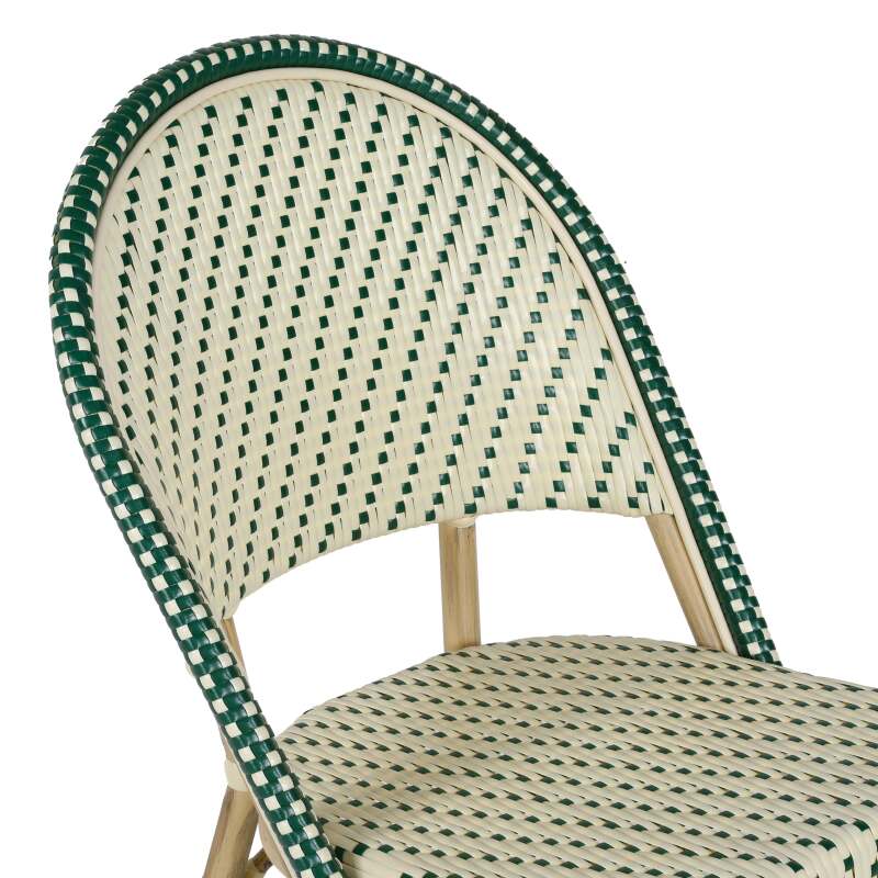 Chaise de bistrot parisien en aluminium et rotin synthétique