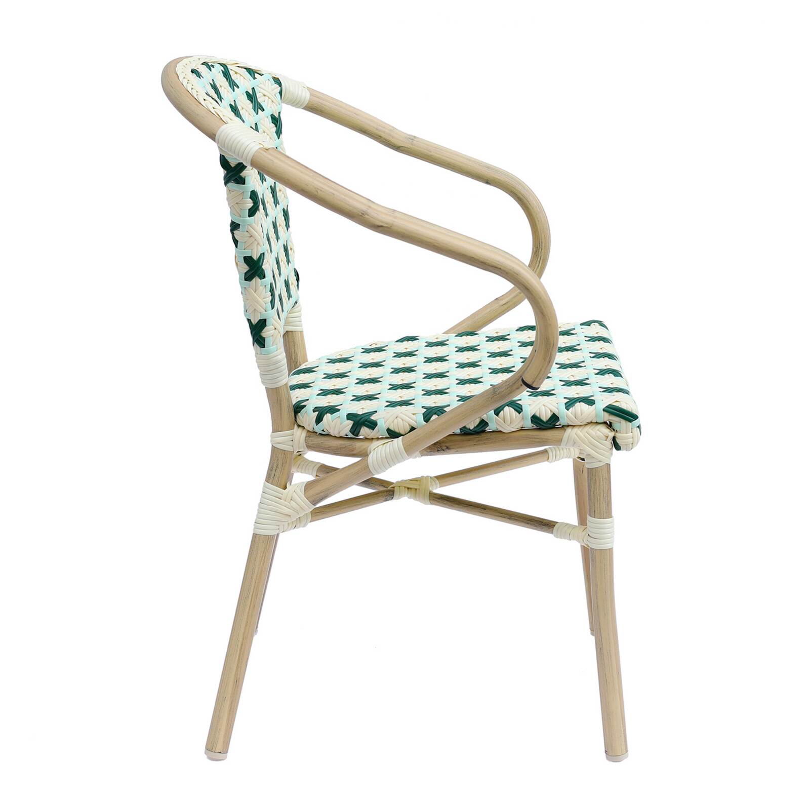 Chaise de bistrot parisien en aluminium et rotin synthétique