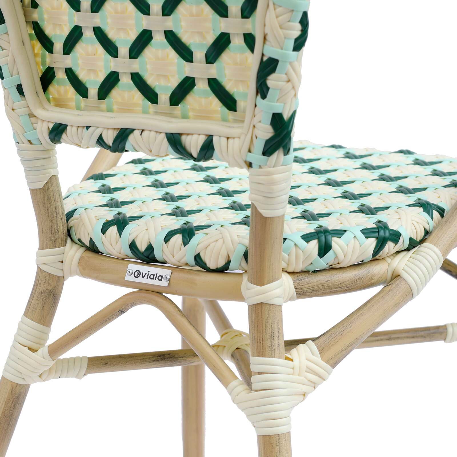 Chaise de bistrot parisien en aluminium et rotin synthétique