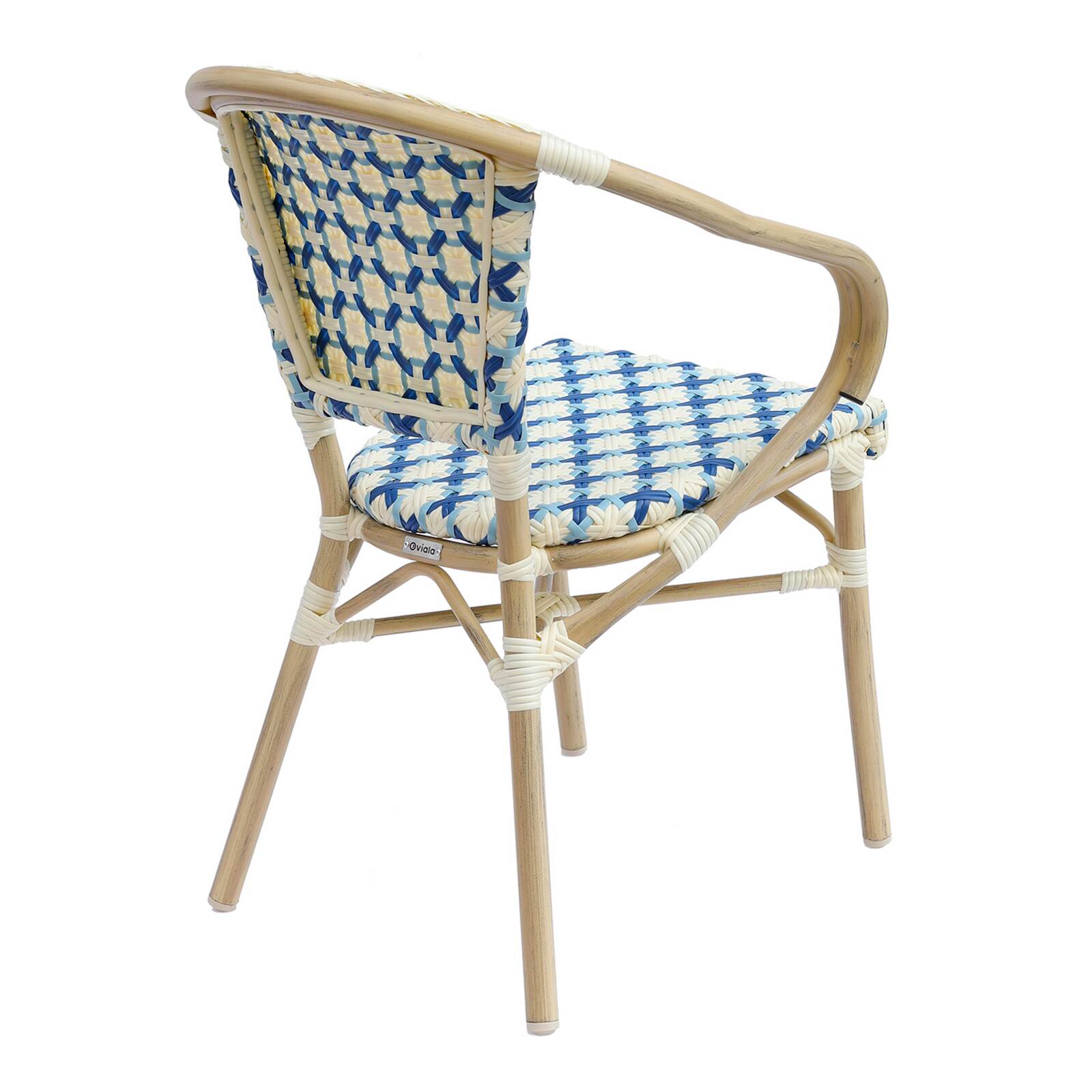 Chaise de bistrot parisien en aluminium et rotin synthétique