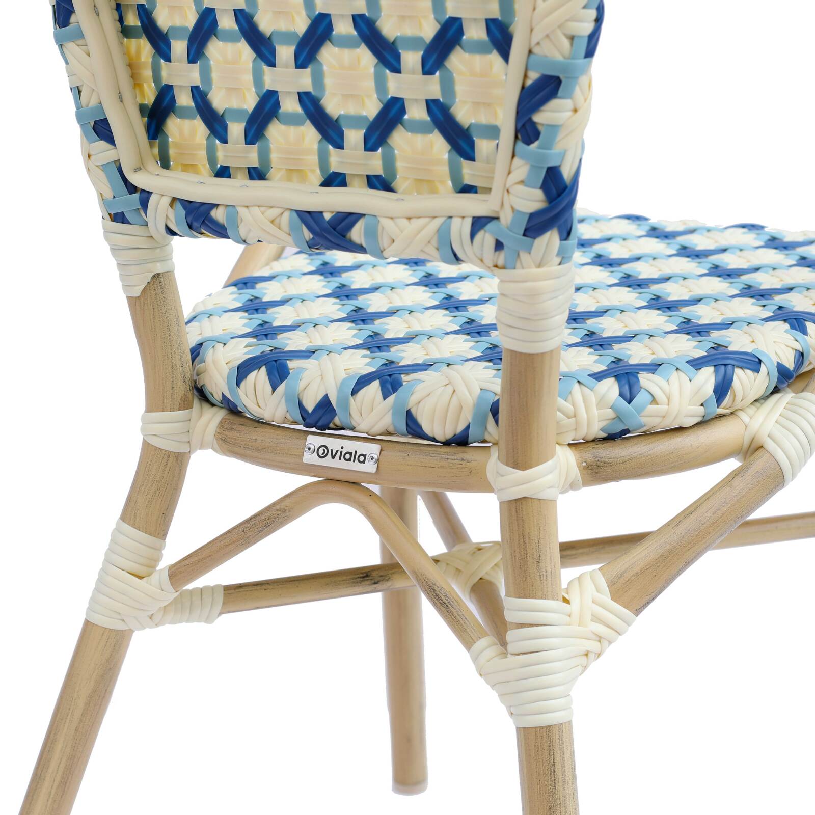 Chaise de bistrot parisien en aluminium et rotin synthétique