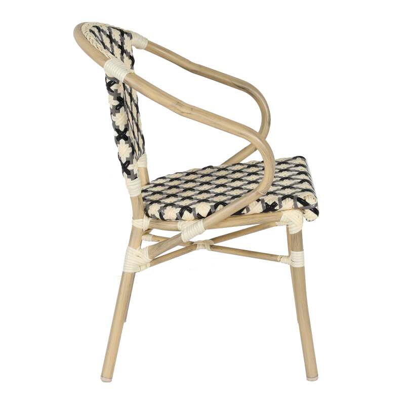 Chaise de bistrot parisien en aluminium et rotin synthétique (2/7)