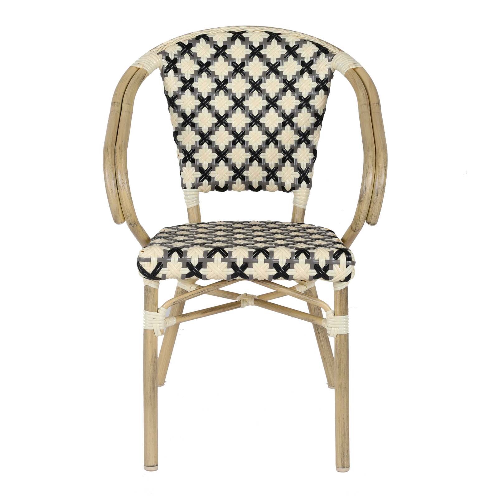 Chaise de bistrot parisien en aluminium et rotin synthétique