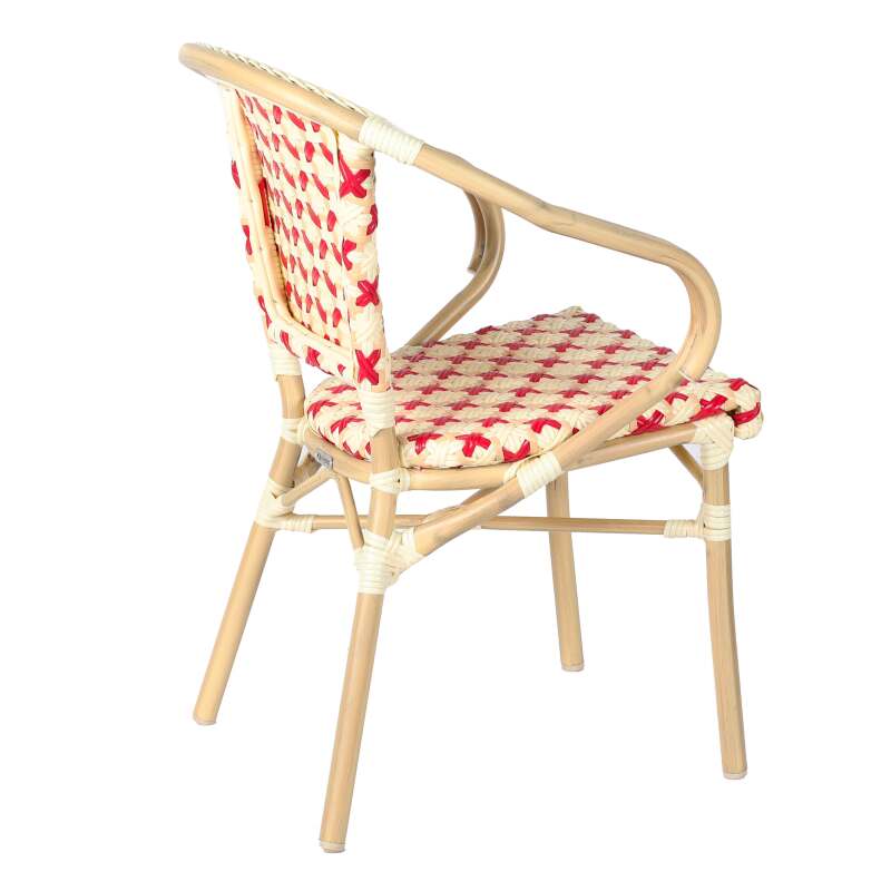 Chaise de bistrot parisien en aluminium et rotin synthétique