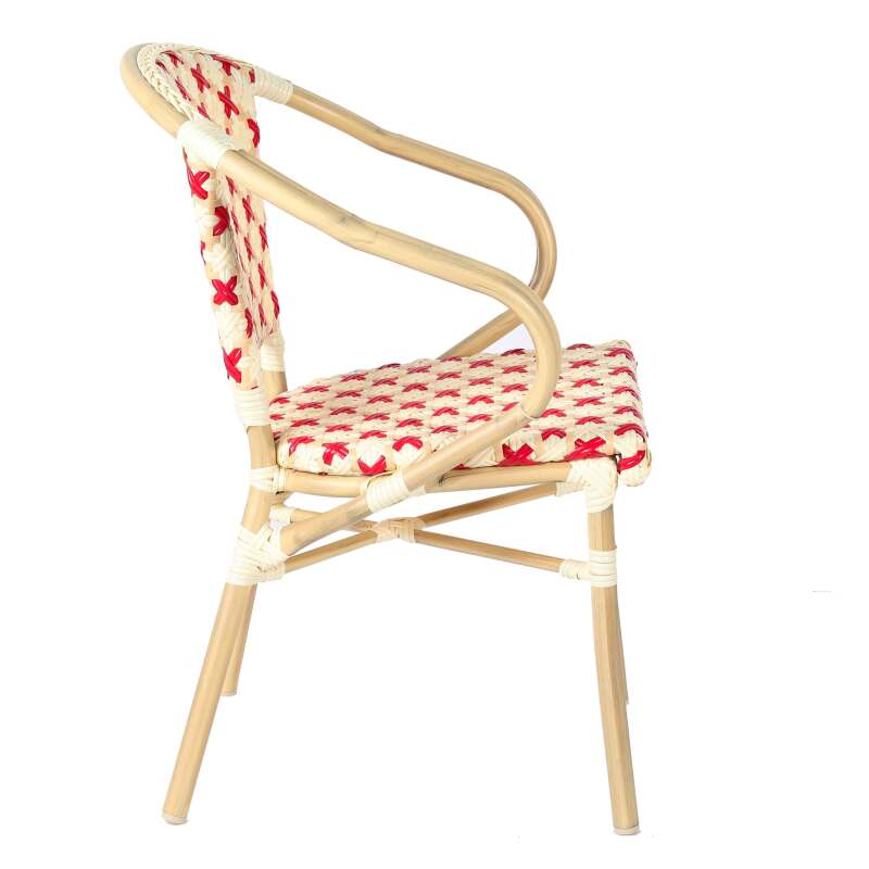 Chaise de bistrot parisien en aluminium et rotin synthétique