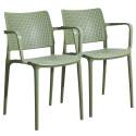 Lot de 2 chaises de terrasse avec accoudoirs en plastique