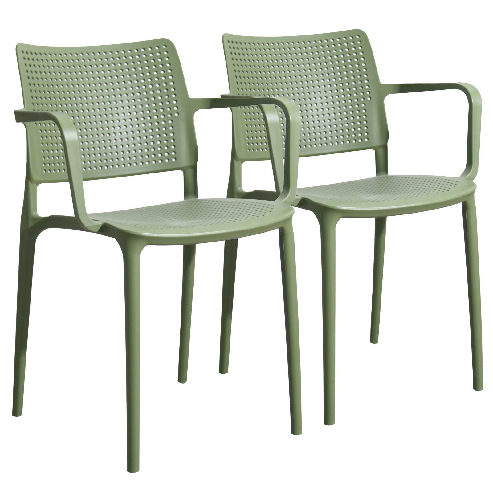 Lot de 2 chaises de terrasse avec accoudoirs en plastique