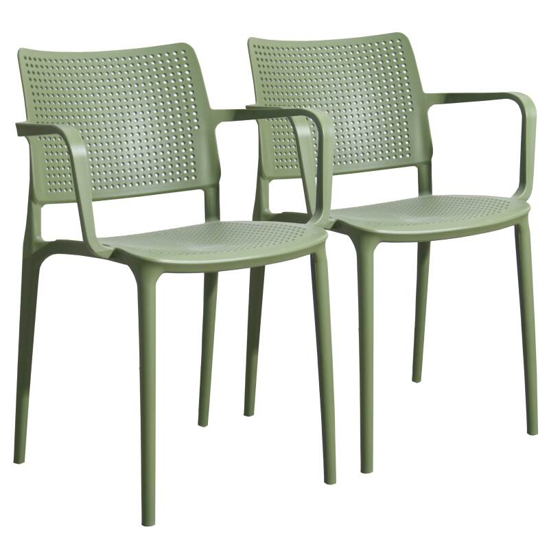 Lot de 2 chaises de terrasse avec accoudoirs en plastique